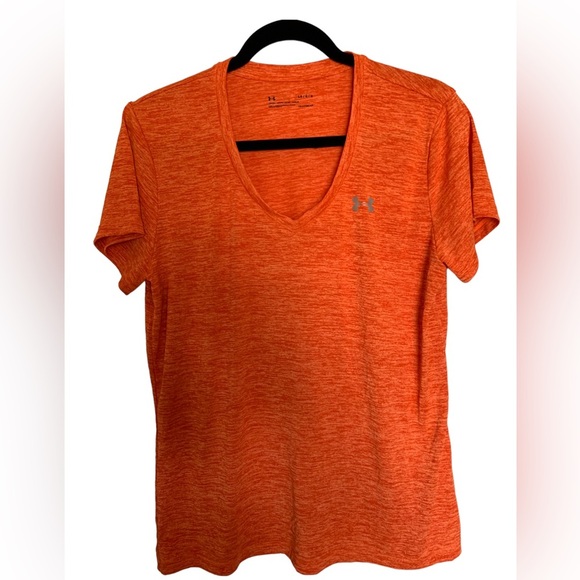 Under Armour HeatGear Heather Orange workout shirt size Large - Picture 2 of 6